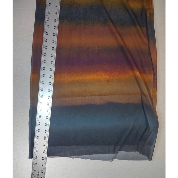 Zara Tulle Printed Skirt Semi Sheer Sunset Cool Color Watercolor Maxi| Small - Picture 5 of 6